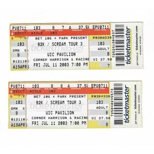 B2K Scream Tour 3 Unused Concert Tickets From July 11, 2003